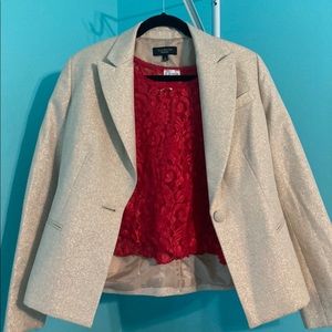 Talbots Blazer Jacket Tan Sparkly Size 10